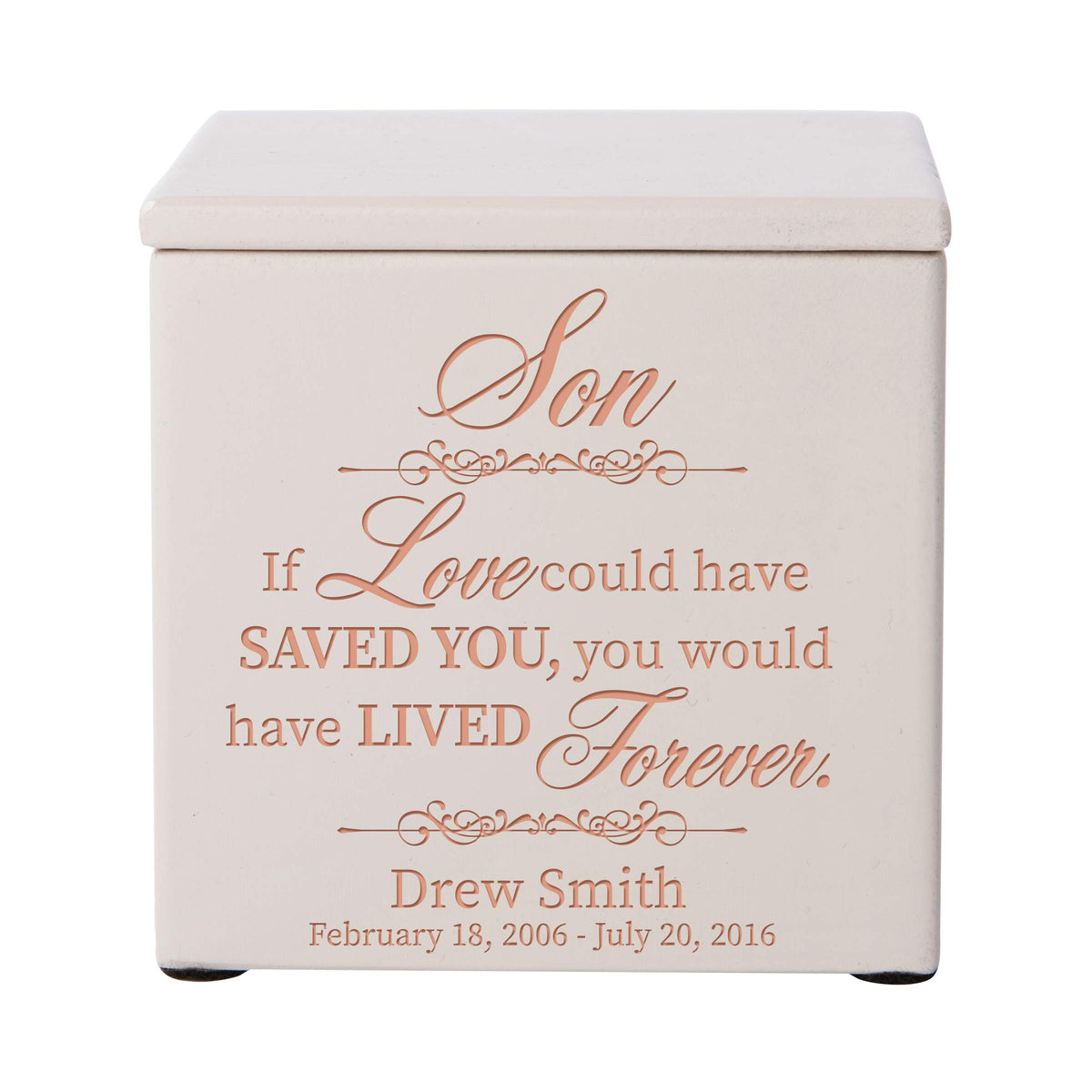 Personalized Small Wooden Cremation Urn for Son’s Ashes