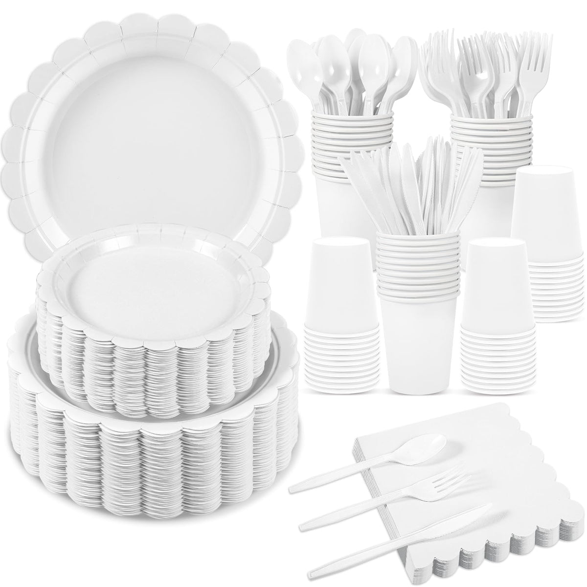 Scalloped Disposable Party Tableware Set for 25–50 Guests