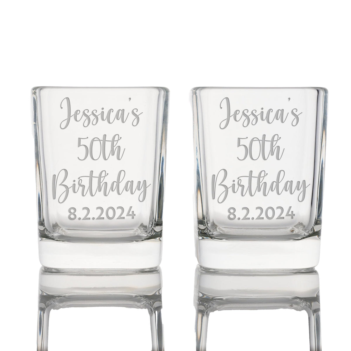 Custom 2 oz Shot Glass - Set of Glasses Personalized with Name and Birthday - Ideal for 21st, 30th, 40th, 50th Birthday Party Favors and Gifts