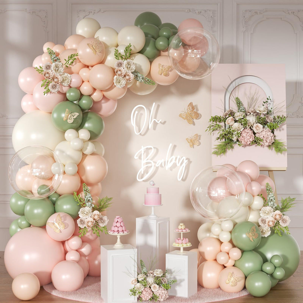 145-Piece Pink & White Balloon Garland Arch Party Kit