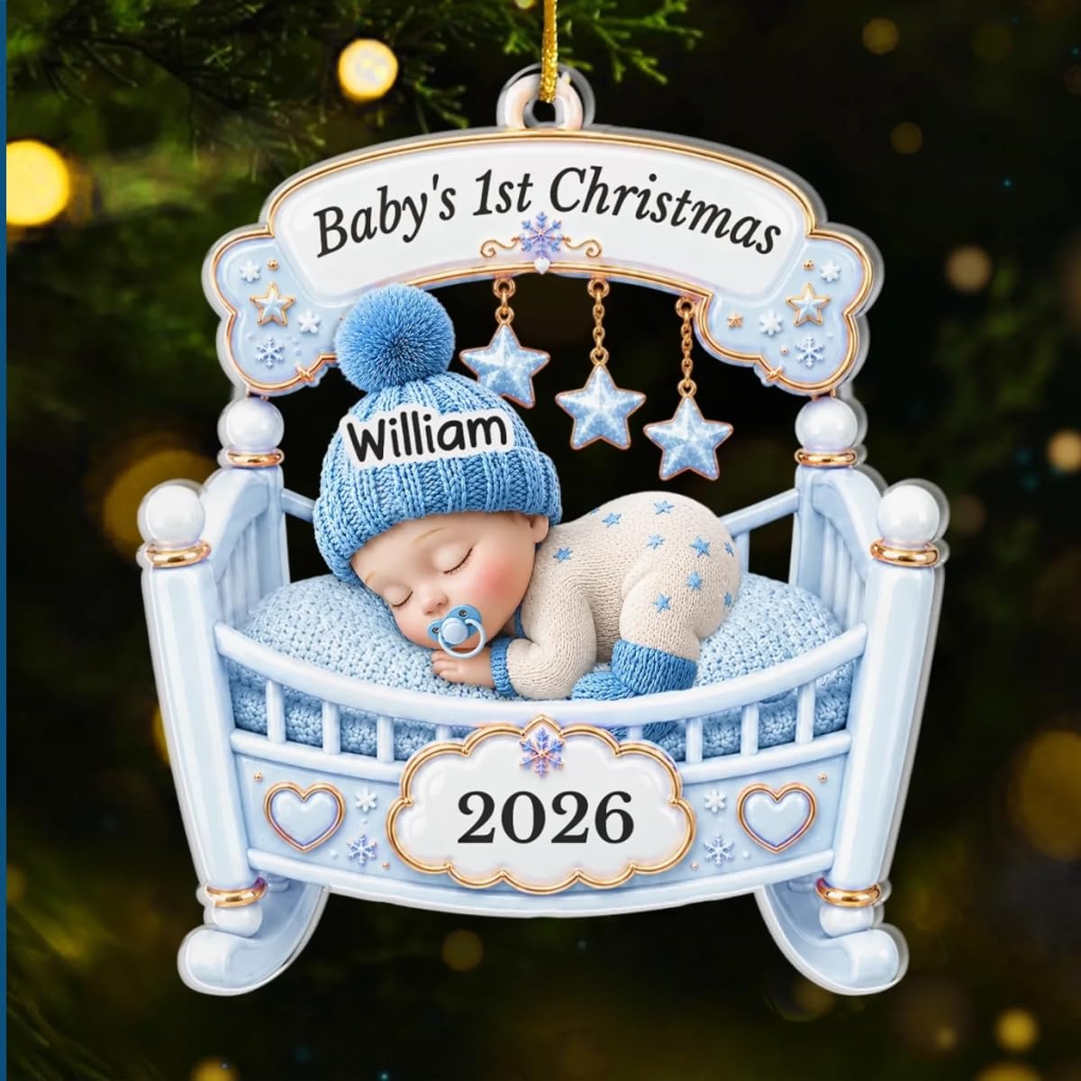 Personalized Baby’s First Christmas Ornament for New Parents