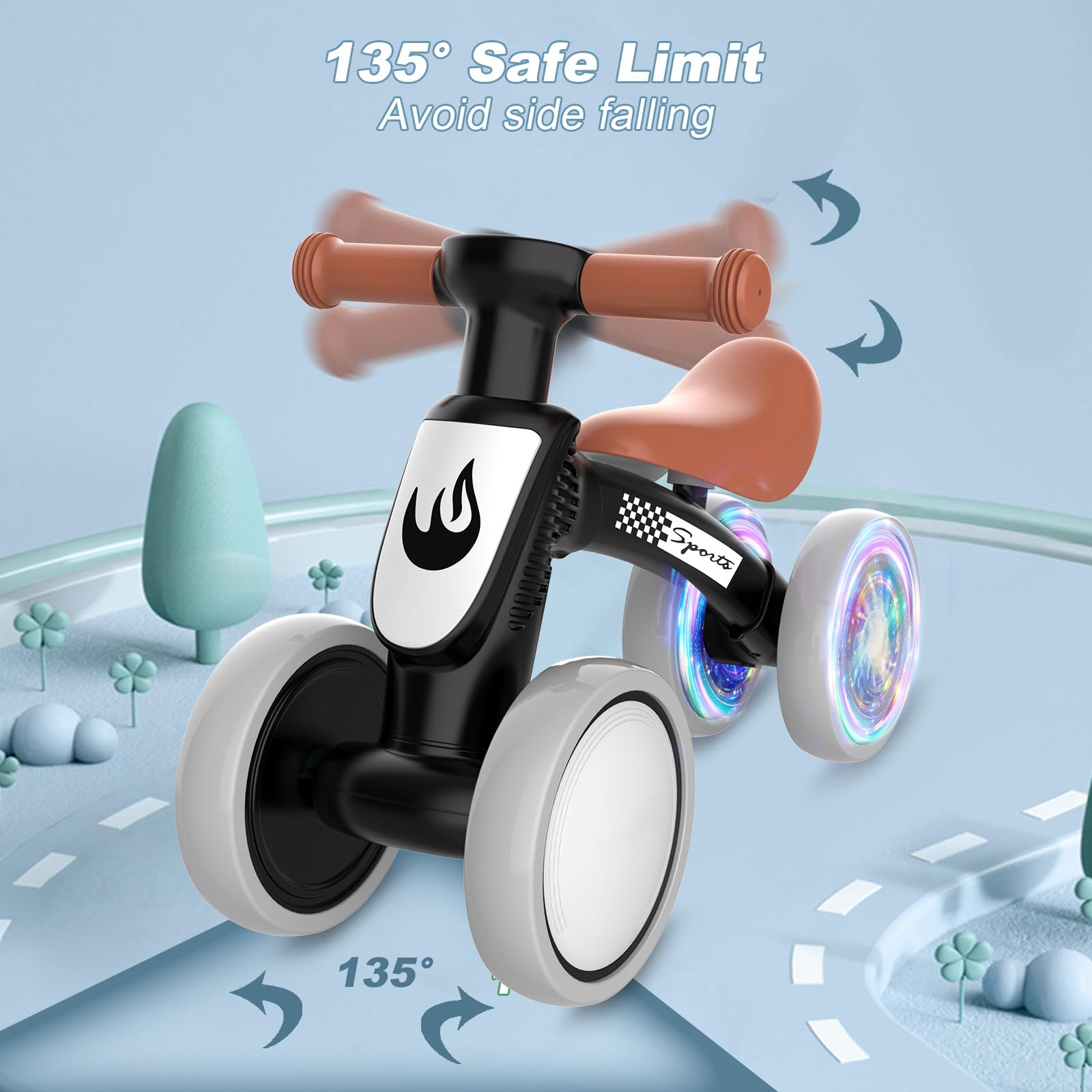 Colorful Lighting Baby Balance Bike Toys for 1 Year Old Boy Girl Gifts, 10-36 Month Toddler Balance Bike, No Pedal 4 Silence Wheels & Soft Seat First Bike, One Year Old Boy Girl Birthday Gifts.