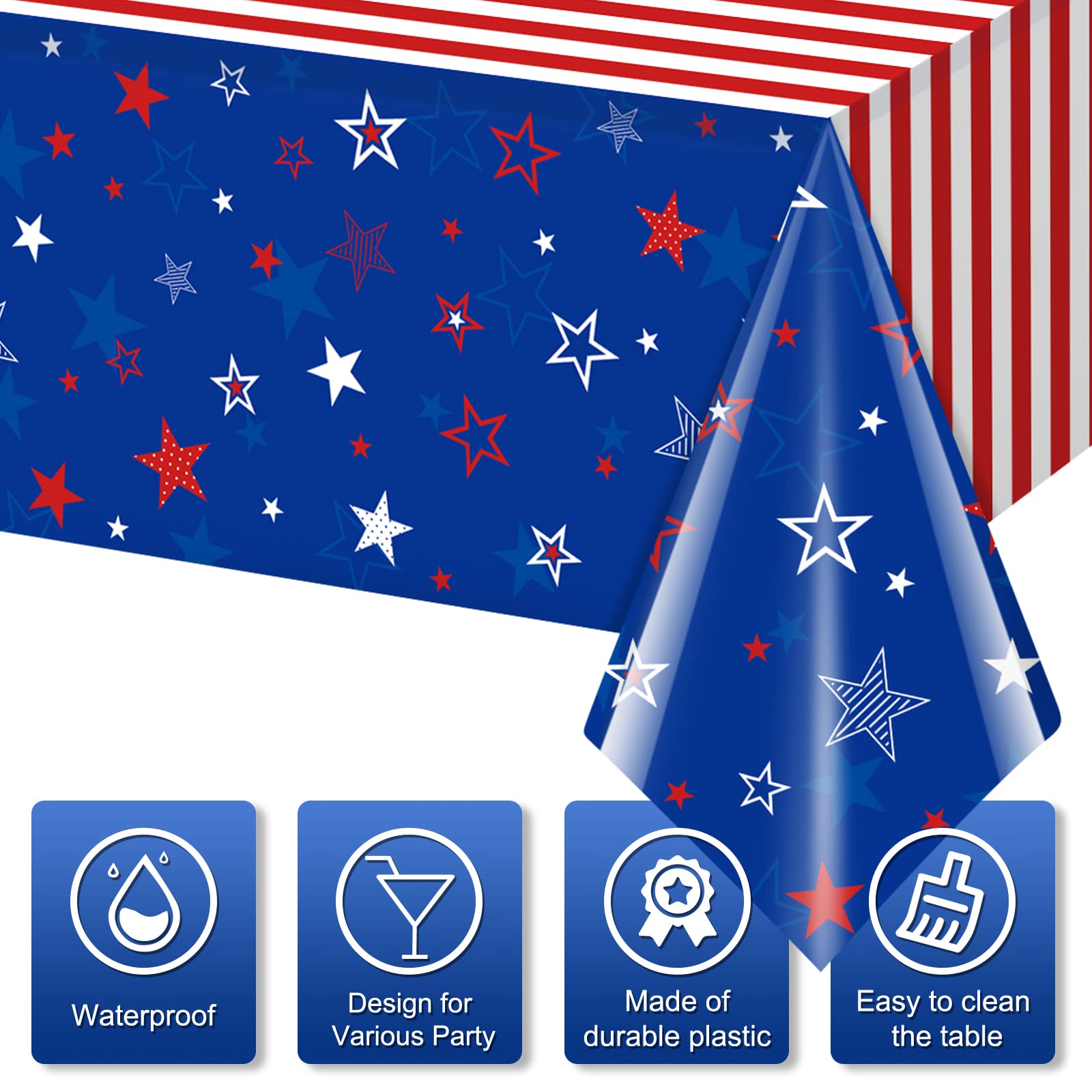 4th of July Patriotic Plastic Tablecloth Party Decor