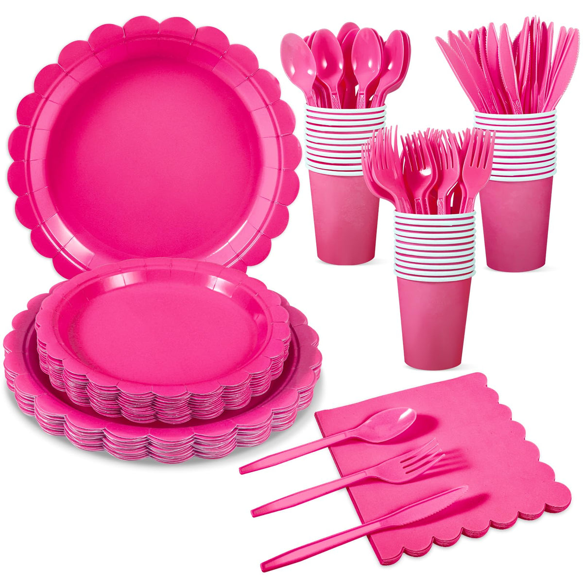 Scalloped Disposable Party Tableware Set for 25–50 Guests