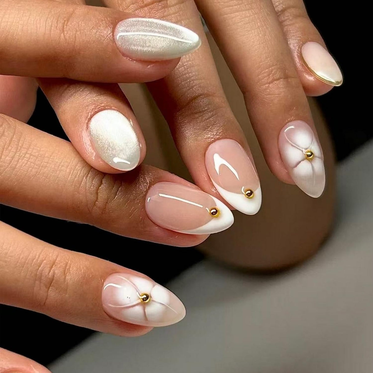 Floral Press-On Fake Nails Set for Elegant Manicure Styles