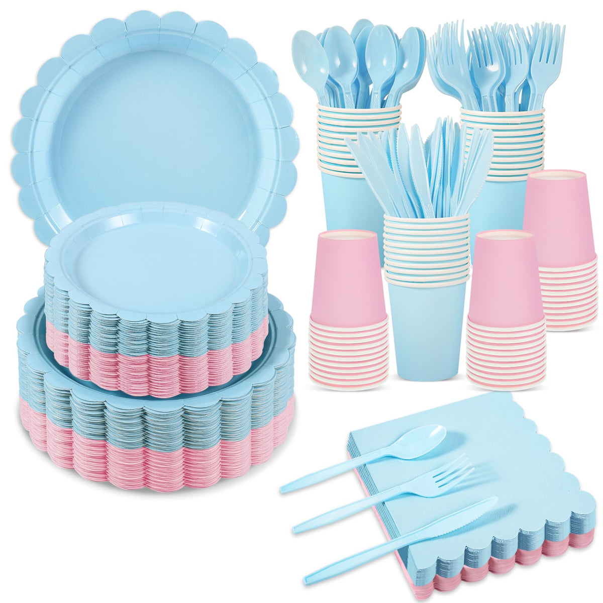 Scalloped Disposable Party Tableware Set for 25–50 Guests