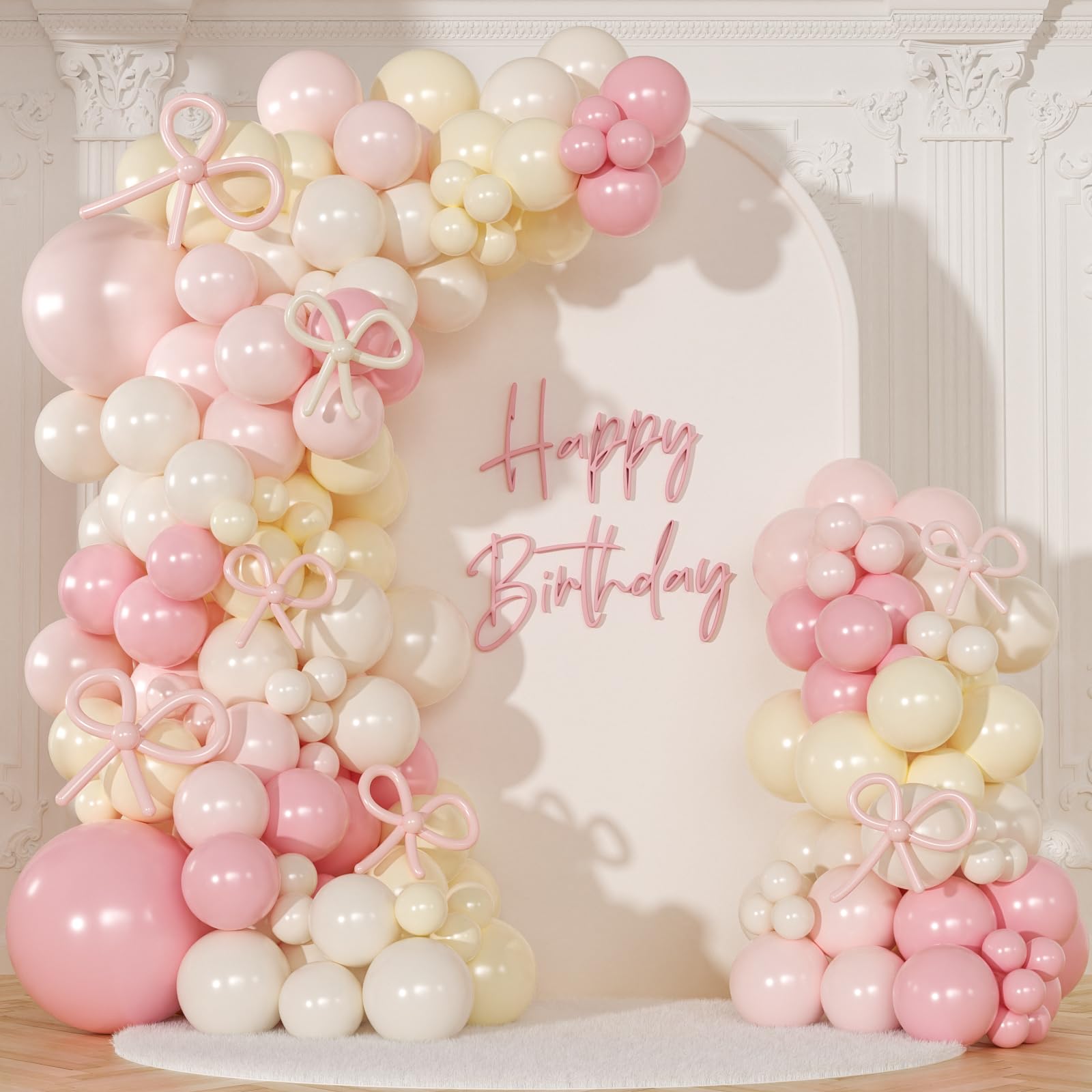 145-Piece Pink & White Balloon Garland Arch Party Kit