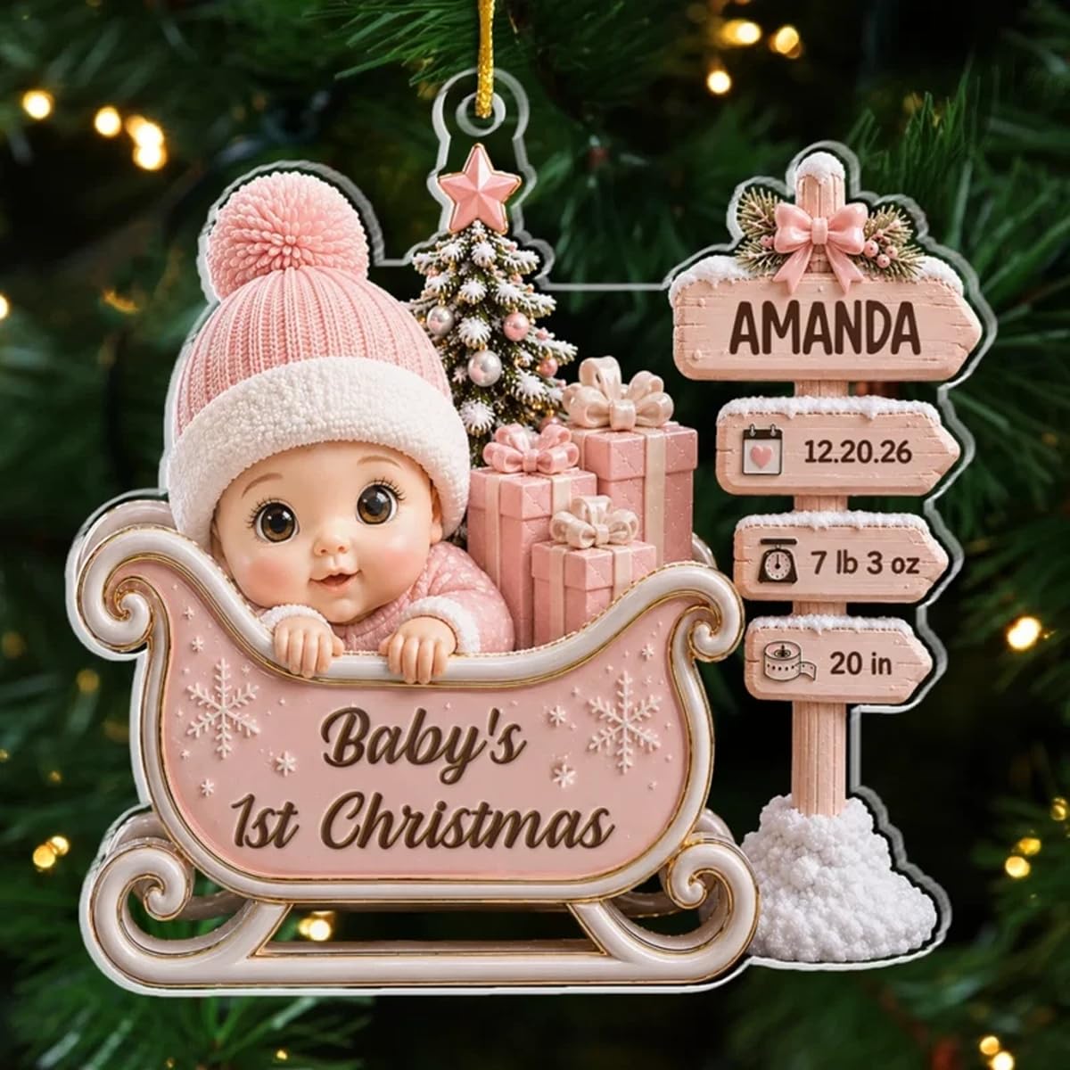 Personalized Baby’s First Christmas Ornament for New Parents