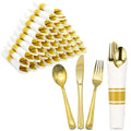 cheerserve Plastic Silverware Set Include Forks,Knives,Spoons and Napkins Heavy Duty Plastic Utensils for Party,Wedding