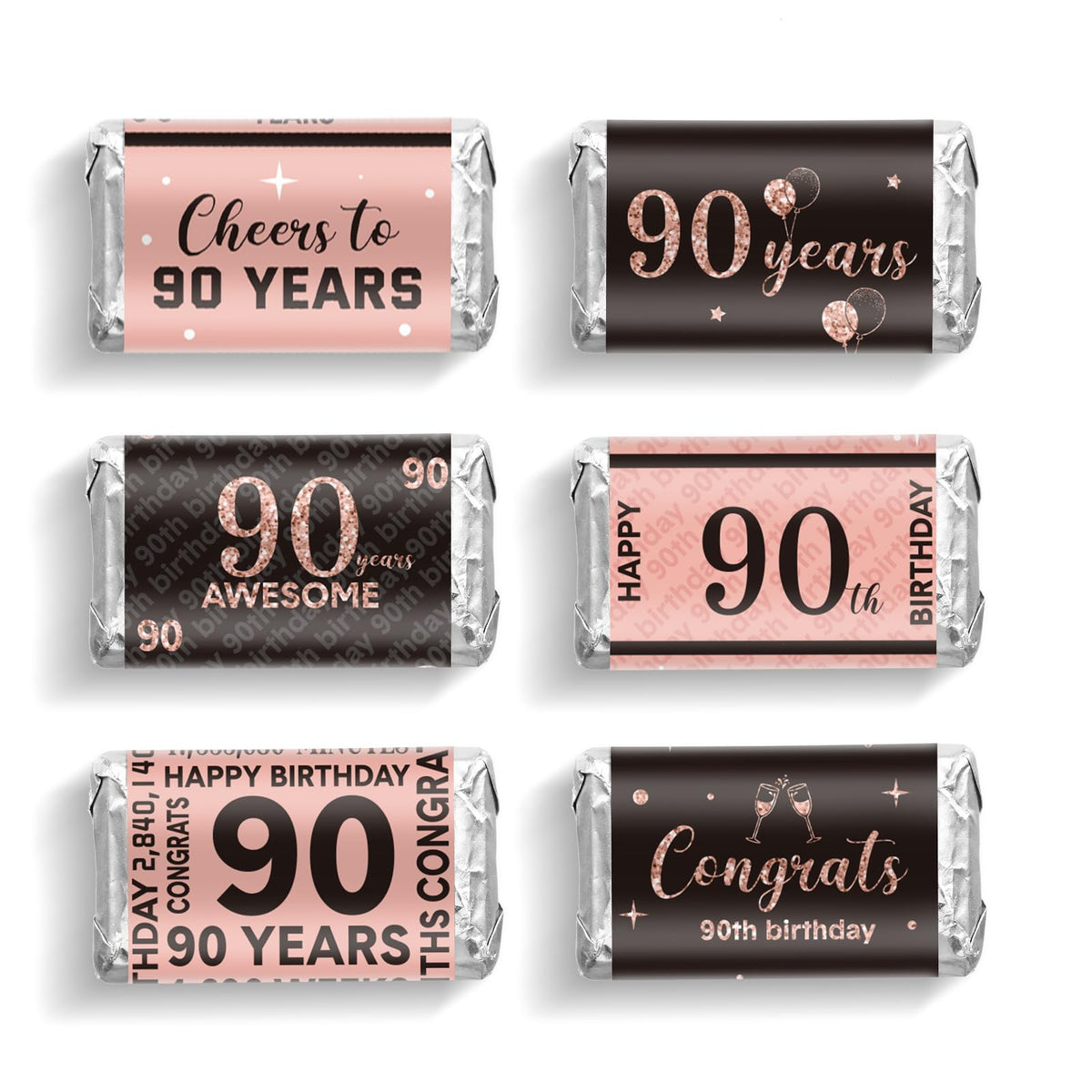90-Piece Birthday Candy Wrapper Sticker Set for Party Favors