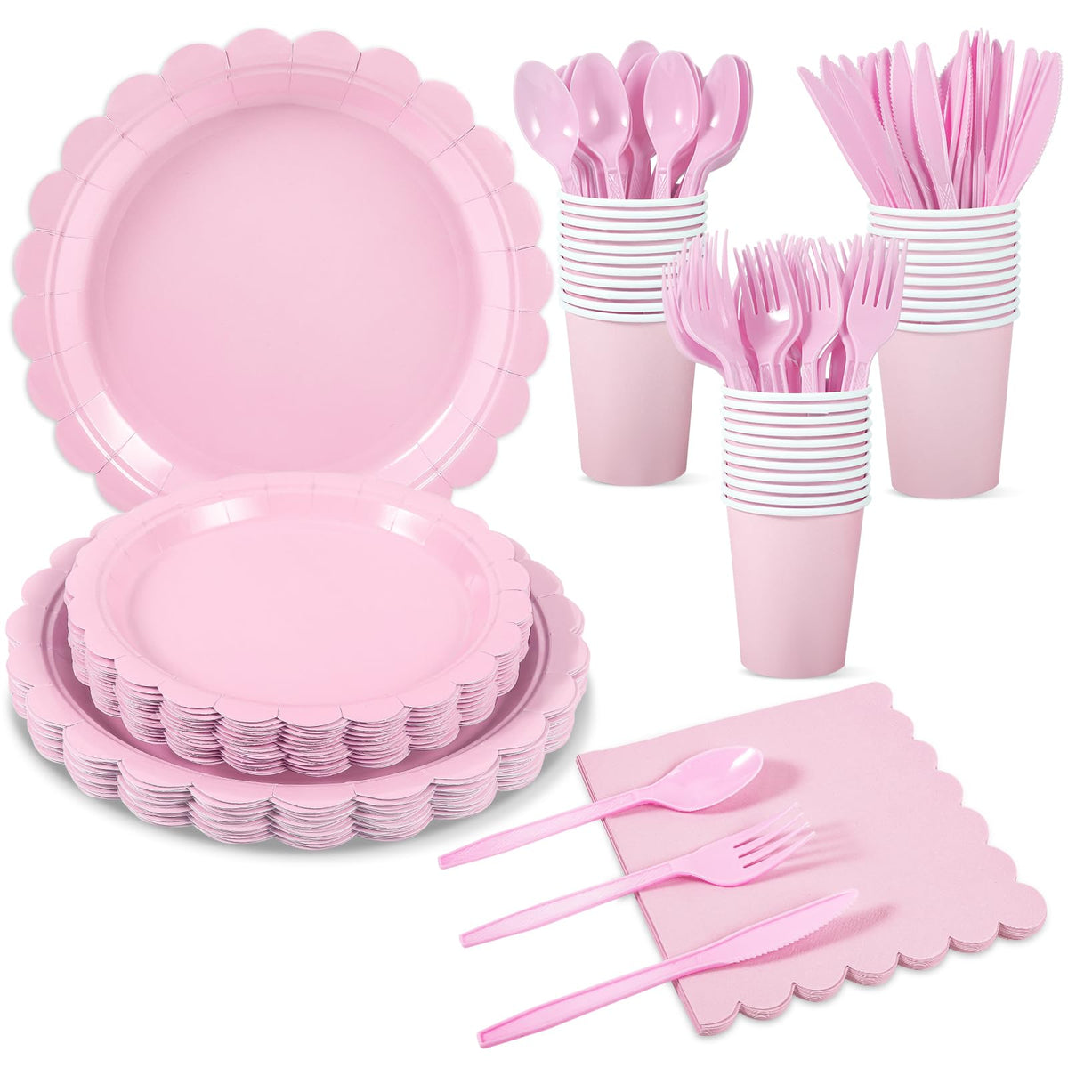 Scalloped Disposable Party Tableware Set for 25–50 Guests