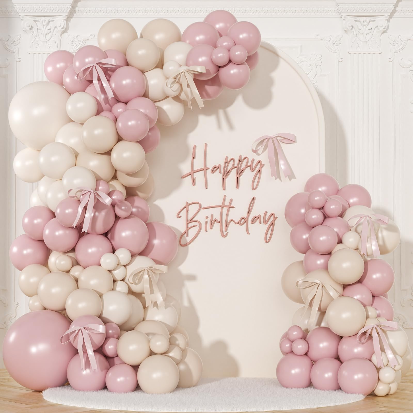 145-Piece Pink & White Balloon Garland Arch Party Kit