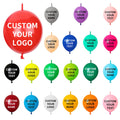 100 Pcs Custom Link Balloons with LOGO/Text –12 inch Personalized Latex Linking Balloons with Tail for Balloon Arch, Chain, Garland and Backdrop Setup for Decoration