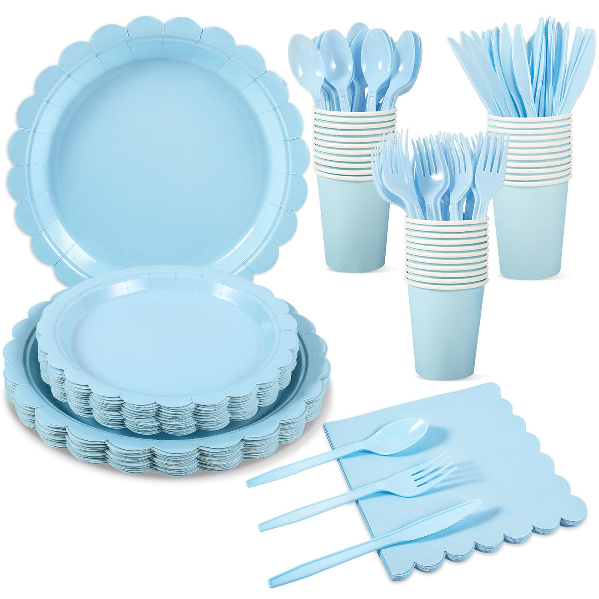 Scalloped Disposable Party Tableware Set for 25–50 Guests