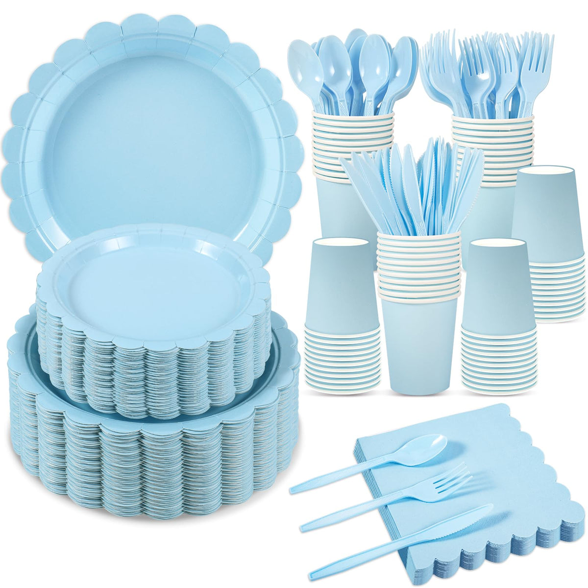 Scalloped Disposable Party Tableware Set for 25–50 Guests