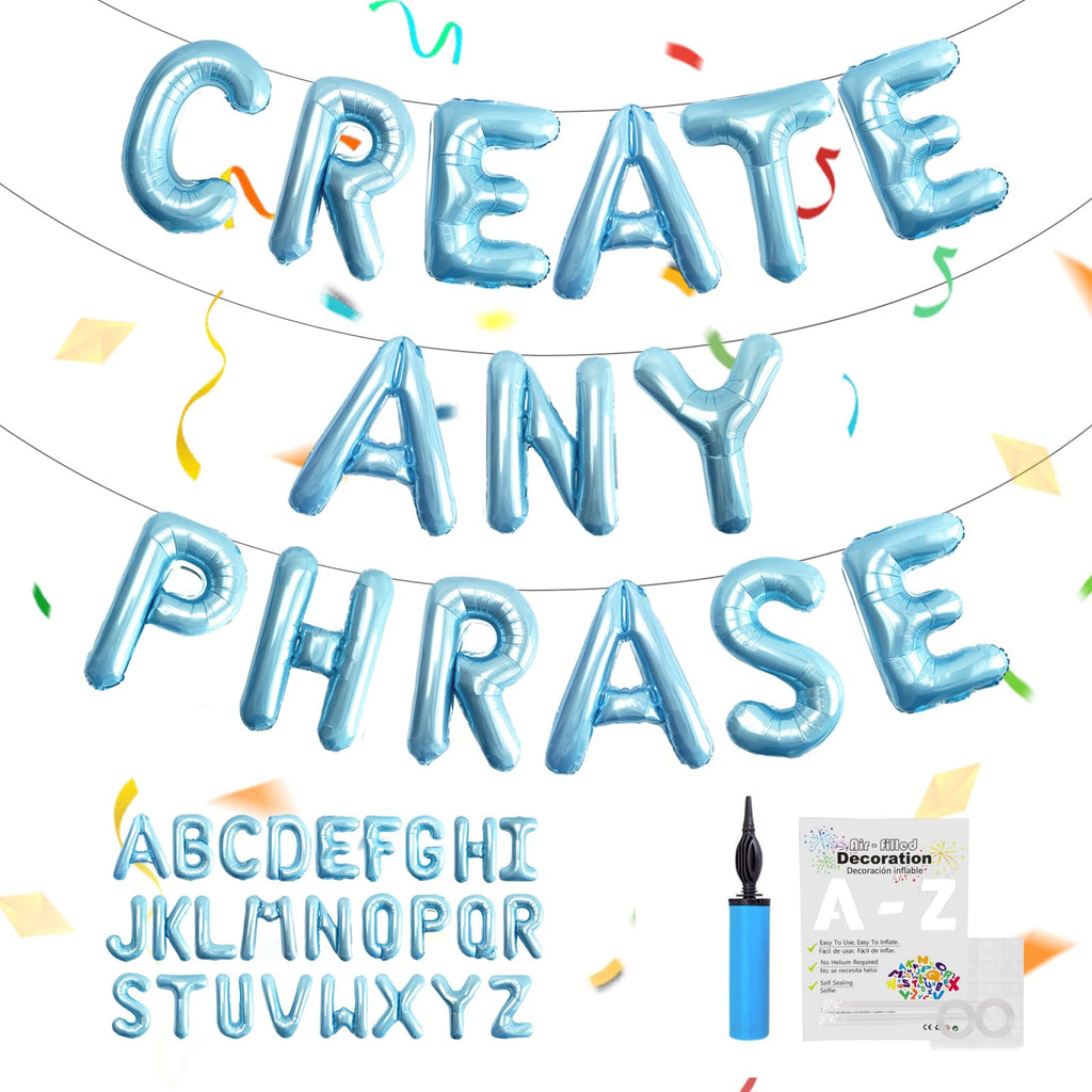 Letter Balloons A to Z Custom DIY Phrase Banner for Baby Shower Wedding Party Supplies Personalized Decor Foil Alphabet Balloons 16Inch