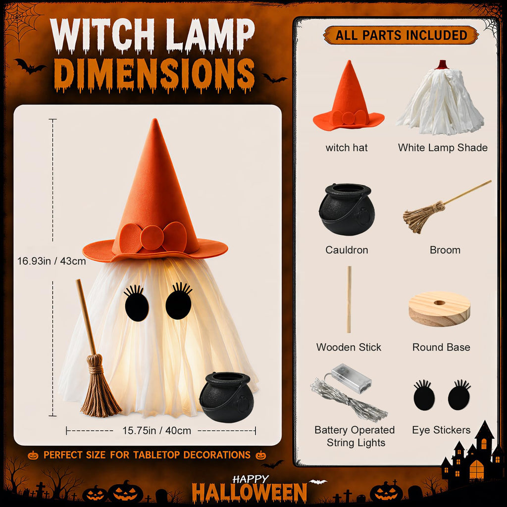 2-Piece Light-Up Halloween Ghosts with Witch Hats