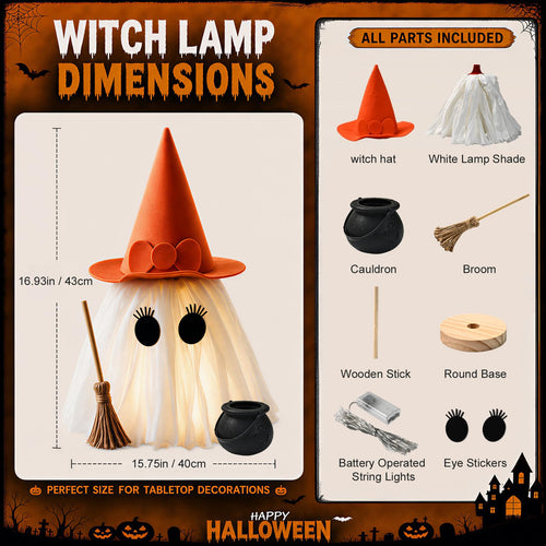 2-Piece Light-Up Halloween Ghosts with Witch Hats