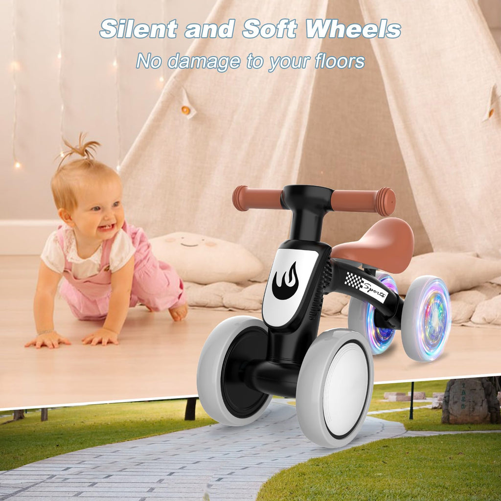Colorful Lighting Baby Balance Bike Toys for 1 Year Old Boy Girl Gifts, 10-36 Month Toddler Balance Bike, No Pedal 4 Silence Wheels & Soft Seat First Bike, One Year Old Boy Girl Birthday Gifts.