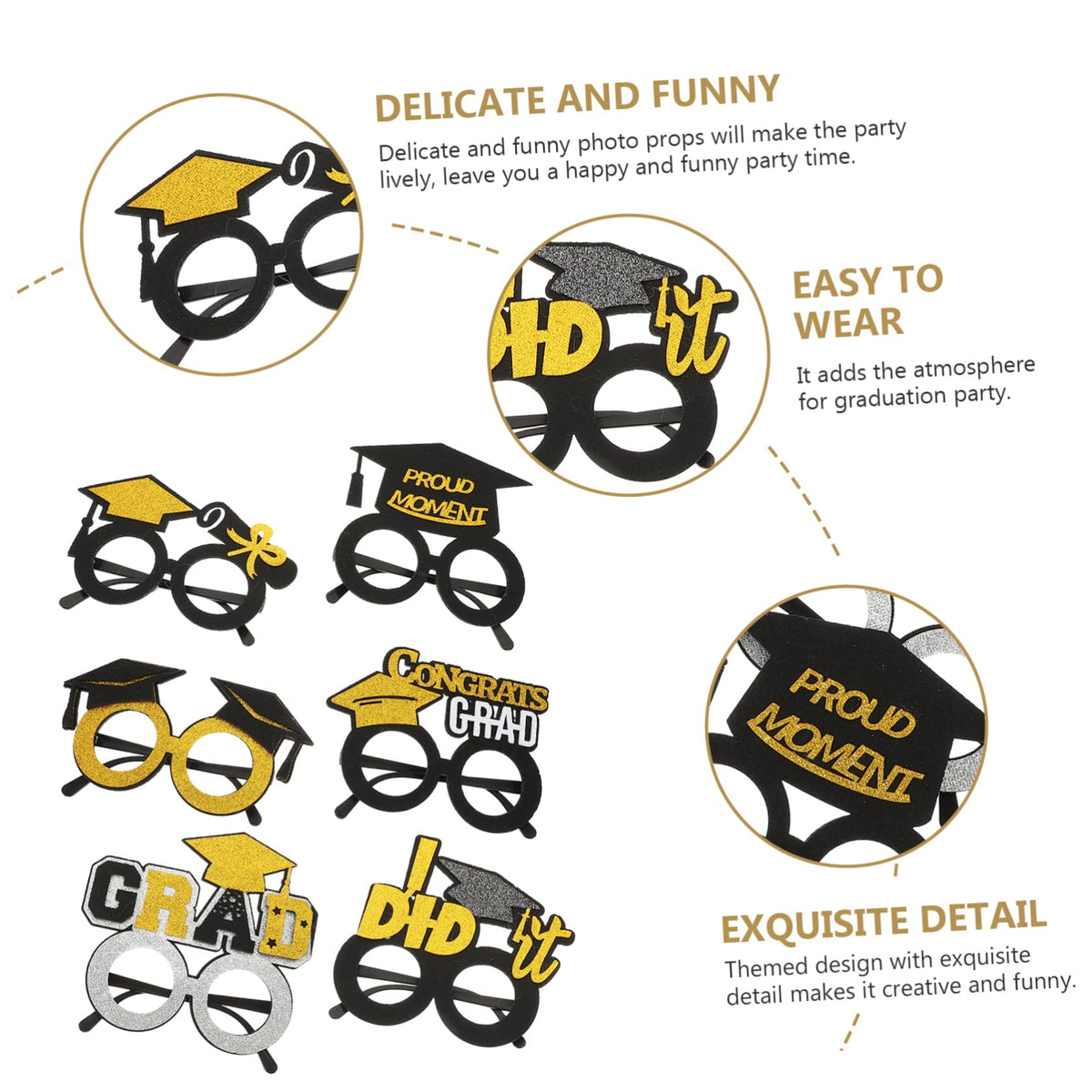 TOPPERFUN 6pcs Graduation Cap Glasses Fun Photo Props for Graduation Parties Great for Classmates and Celebrations Wearable Eyewear for Memorable Moments