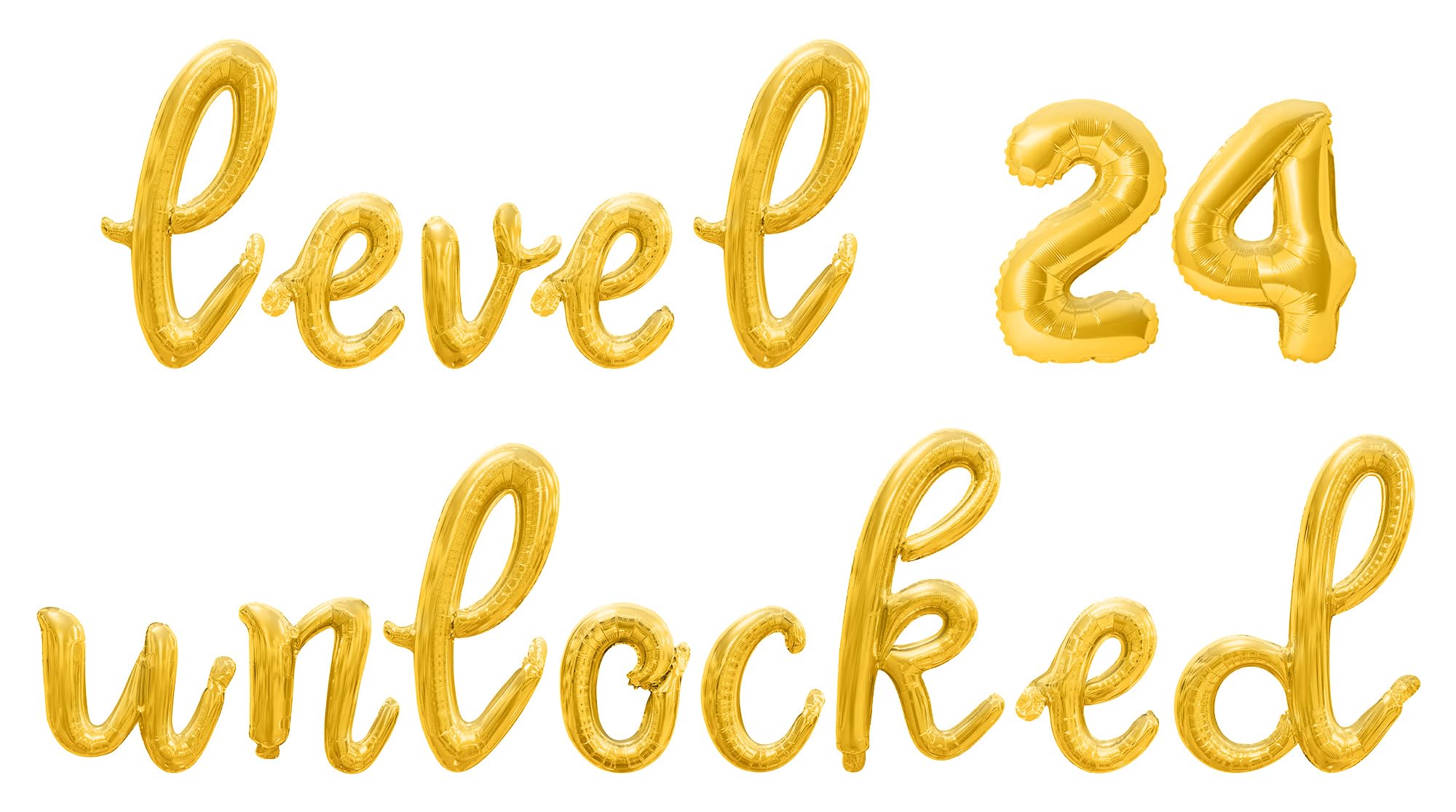 Cursive Script Letter Balloons - LEVEL 24 UNLOCKED 16" Inch Alphabet Letters Foil Mylar Balloon 24th Birthday Party Banner