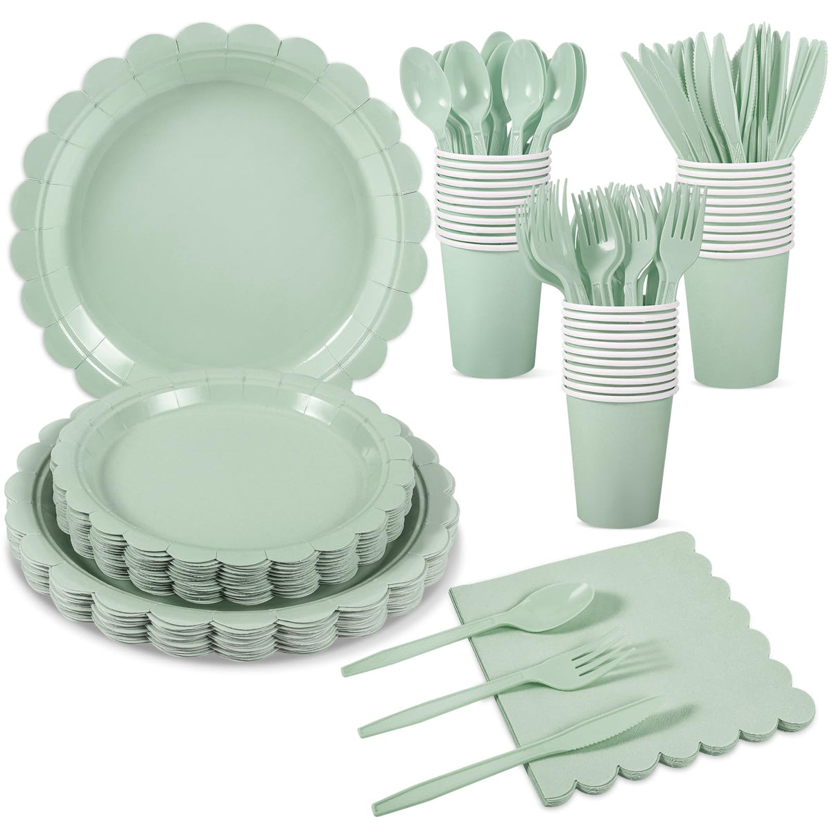 Scalloped Disposable Party Tableware Set for 25–50 Guests