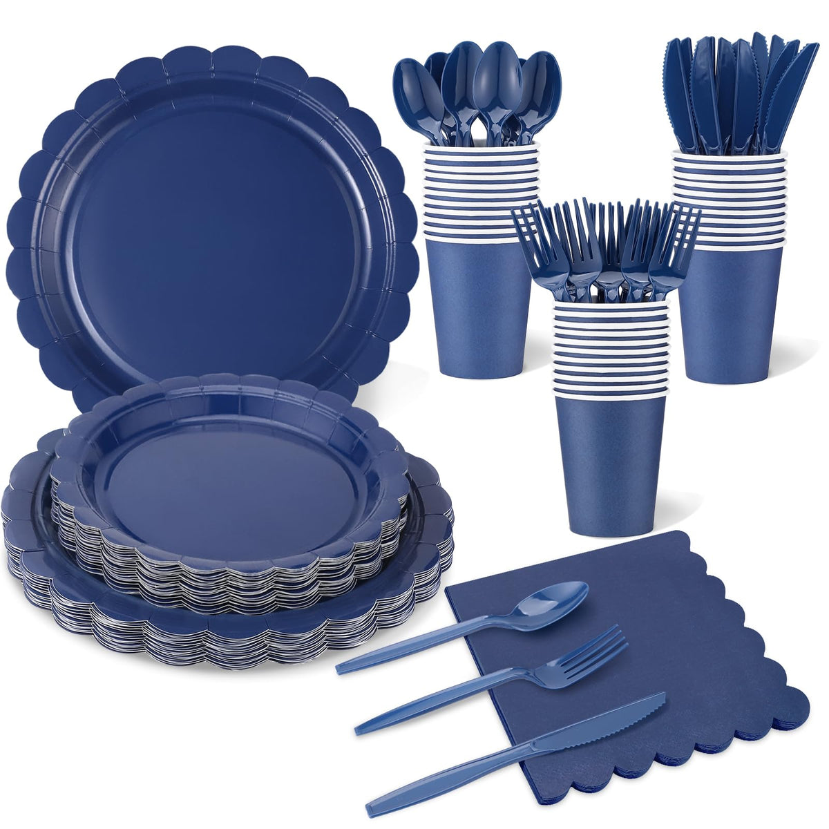 Scalloped Disposable Party Tableware Set for 25–50 Guests