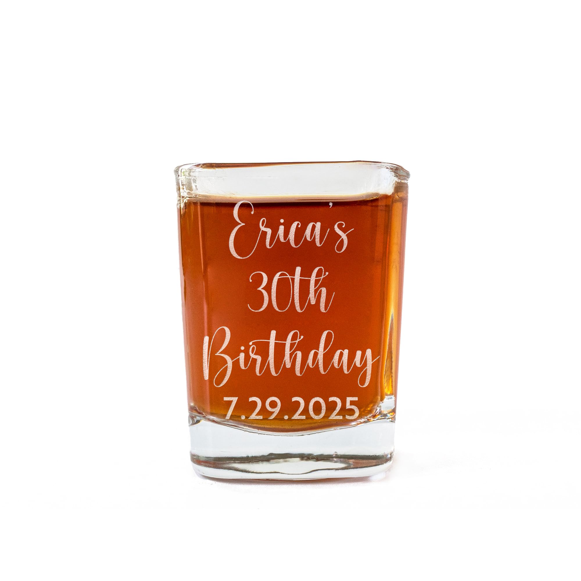 Custom 2 oz Shot Glass - Set of Glasses Personalized with Name and Birthday - Ideal for 21st, 30th, 40th, 50th Birthday Party Favors and Gifts