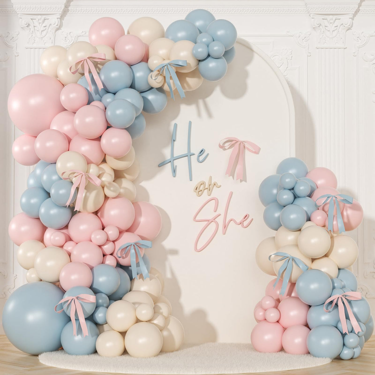 145-Piece Pink & White Balloon Garland Arch Party Kit