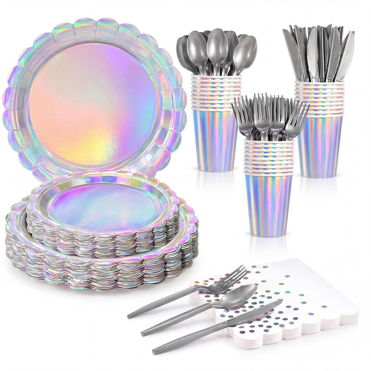 Scalloped Disposable Party Tableware Set for 25–50 Guests