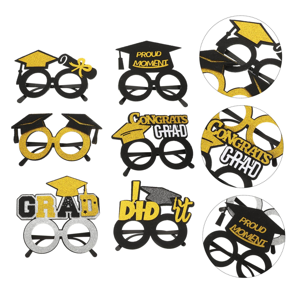 TOPPERFUN 6pcs Graduation Cap Glasses Fun Photo Props for Graduation Parties Great for Classmates and Celebrations Wearable Eyewear for Memorable Moments
