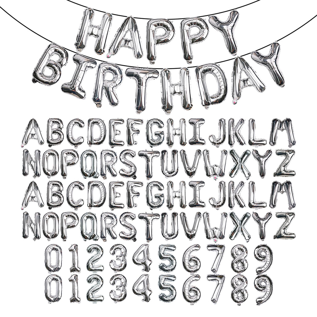 85 PCS 16" Letter Number Balloons, Happy Birthday & 2 Sets of A-Z 0-9, Foil Mylar Aluminum Hanging Alphabet for Graduation New Year eve Birthday Party Decorations