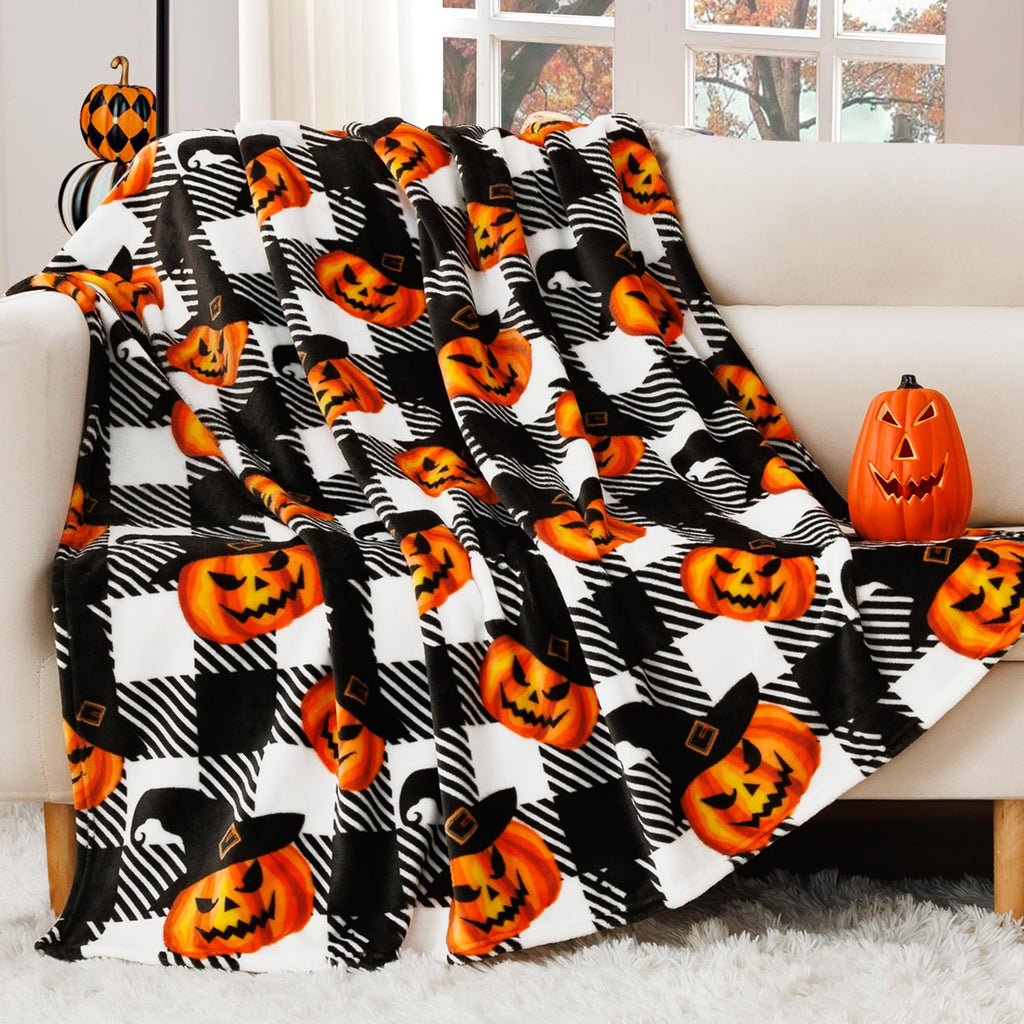 Buffalo Plaid Fleece Throw Blanket for Couch, Sofa & Bed