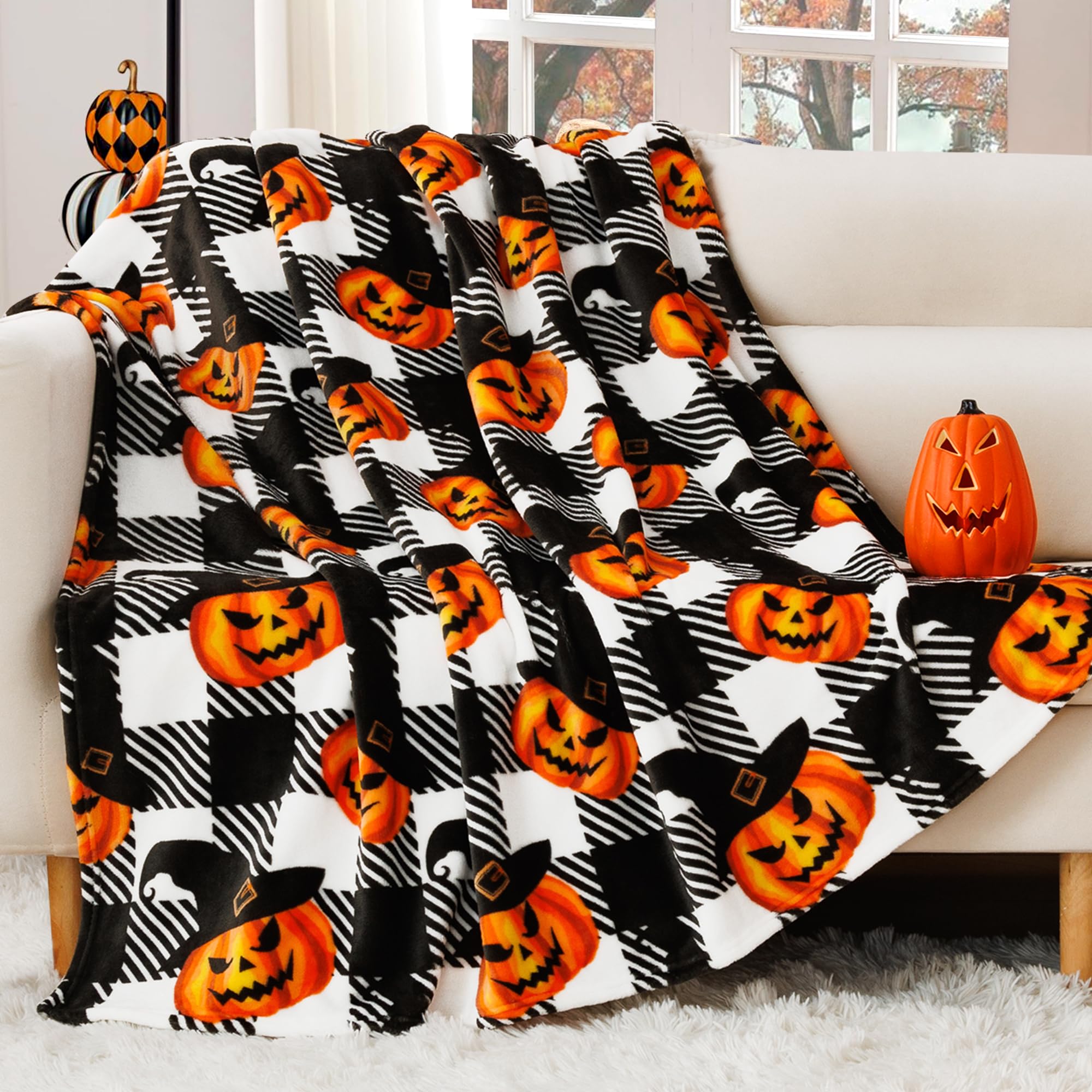 Buffalo Plaid Fleece Throw Blanket for Couch, Sofa & Bed