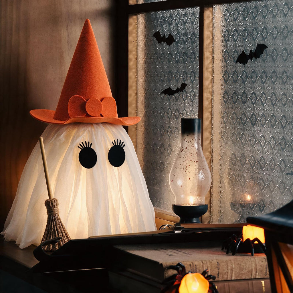 2-Piece Light-Up Halloween Ghosts with Witch Hats