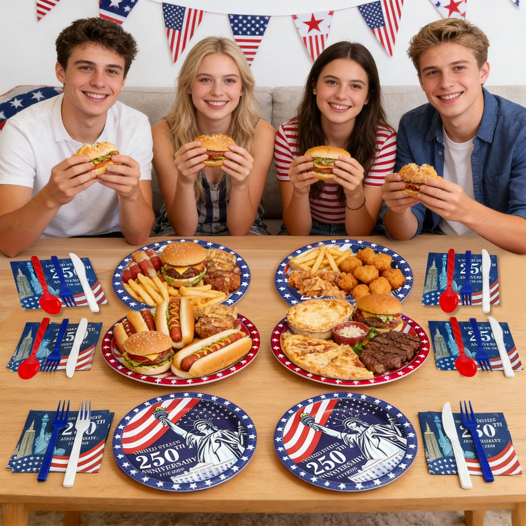 300-Piece 4th of July Patriotic Party Tableware Set
