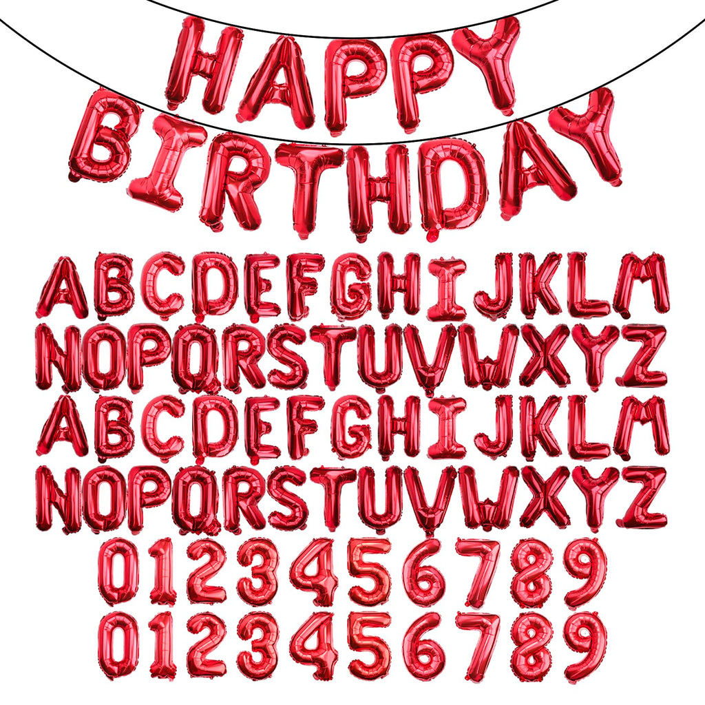 85 PCS 16" Letter Number Balloons, Happy Birthday & 2 Sets of A-Z 0-9, Foil Mylar Aluminum Hanging Alphabet for Graduation New Year eve Birthday Party Decorations