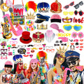 Bulk Opulent Photo Booth Props Set for Adult, Novelty Funny Hats and Glasses, Colorful Wig, Inflatable, Phtot Booth Props Kit for Graduation, Wedding, Birthday, Bachelorette and All Occasions