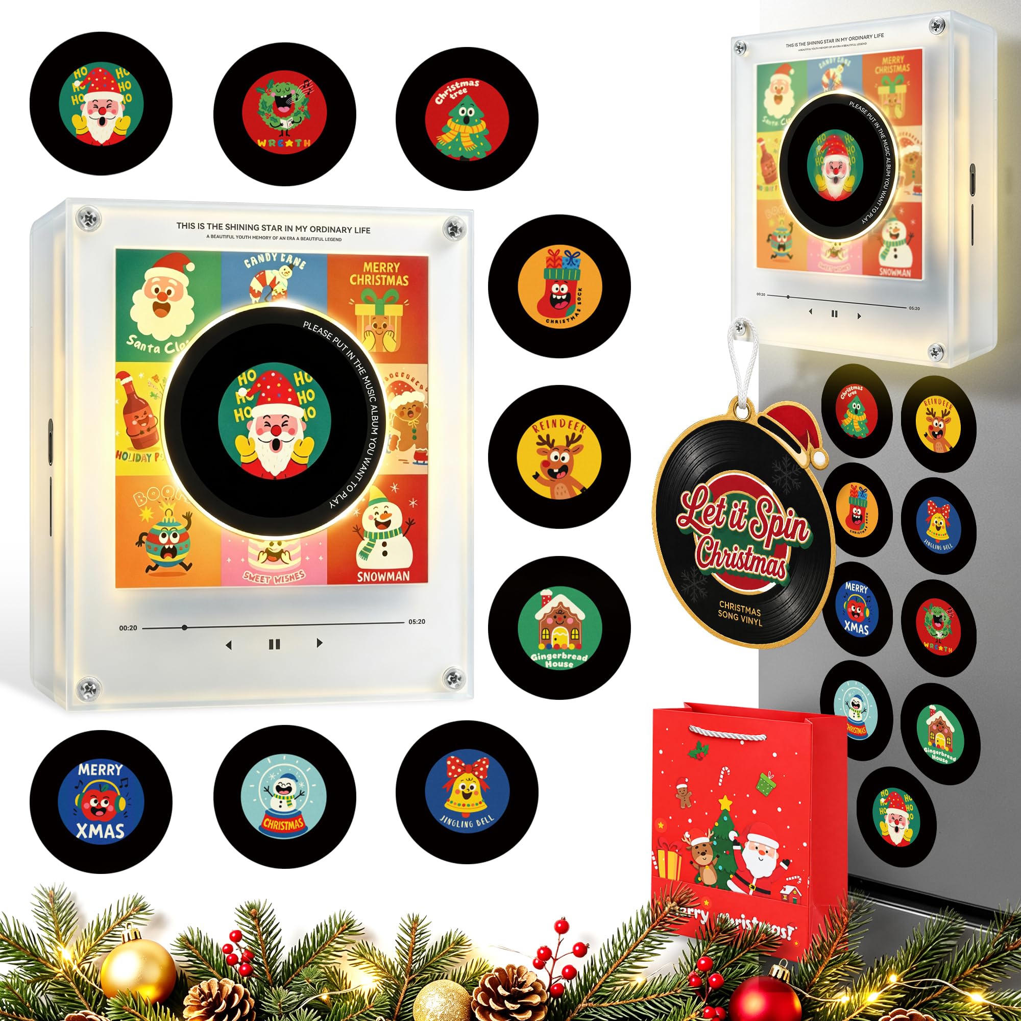 Personalized Magnetic Christmas Music Player with 9 Discs