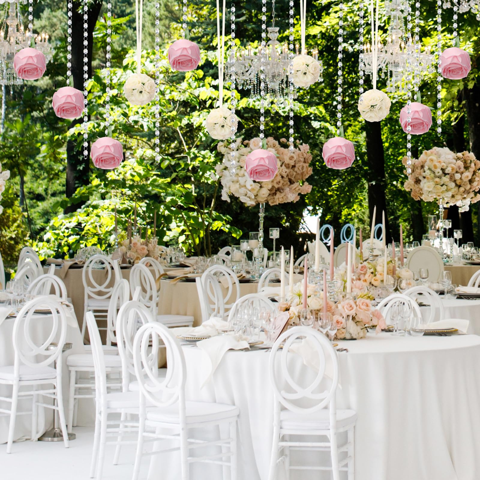19 Pack Wedding Hanging Garland Acrylic Crystal Flower Kissing Ball Decor