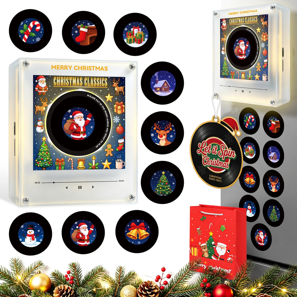 Personalized Magnetic Christmas Music Player with 9 Discs