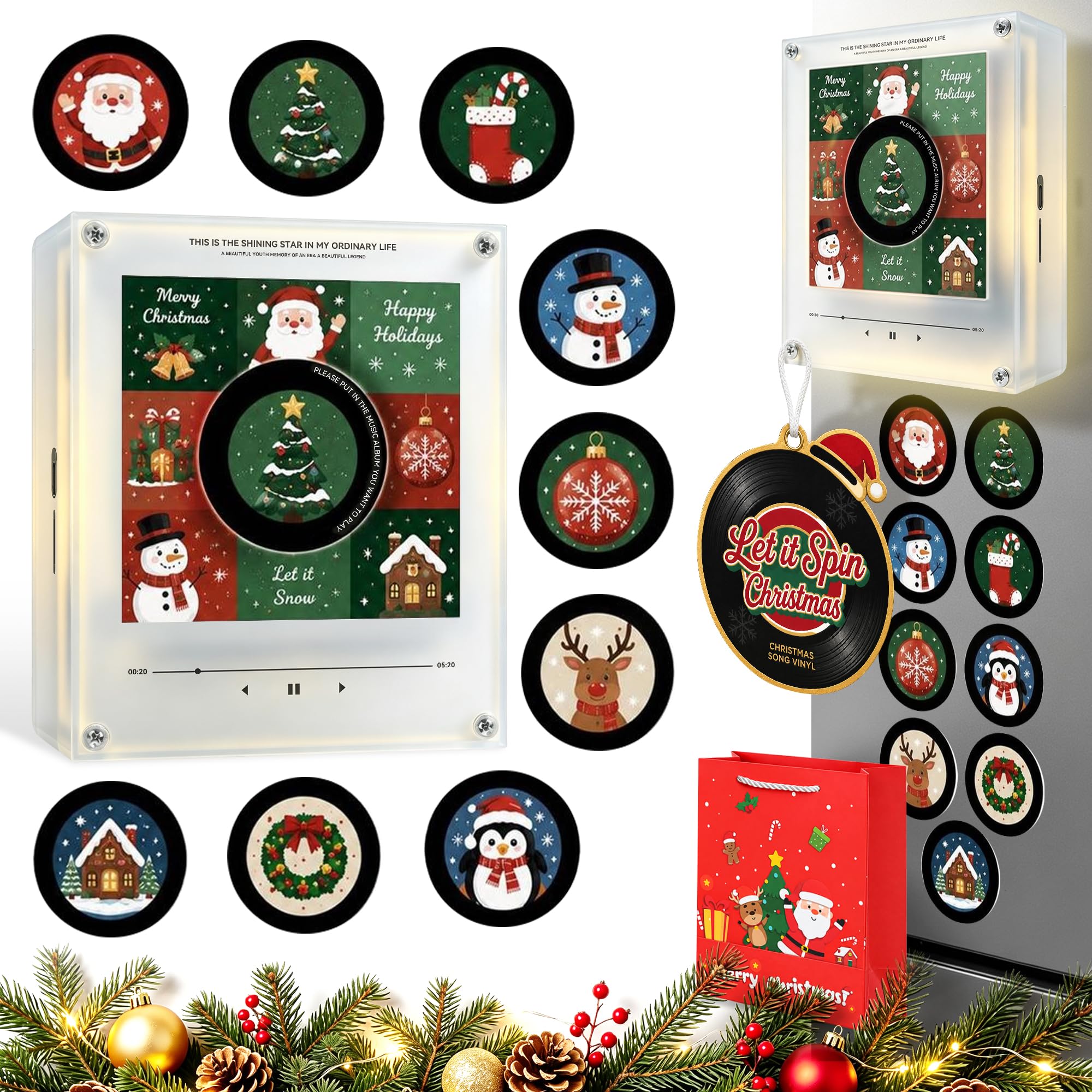 Personalized Magnetic Christmas Music Player with 9 Discs