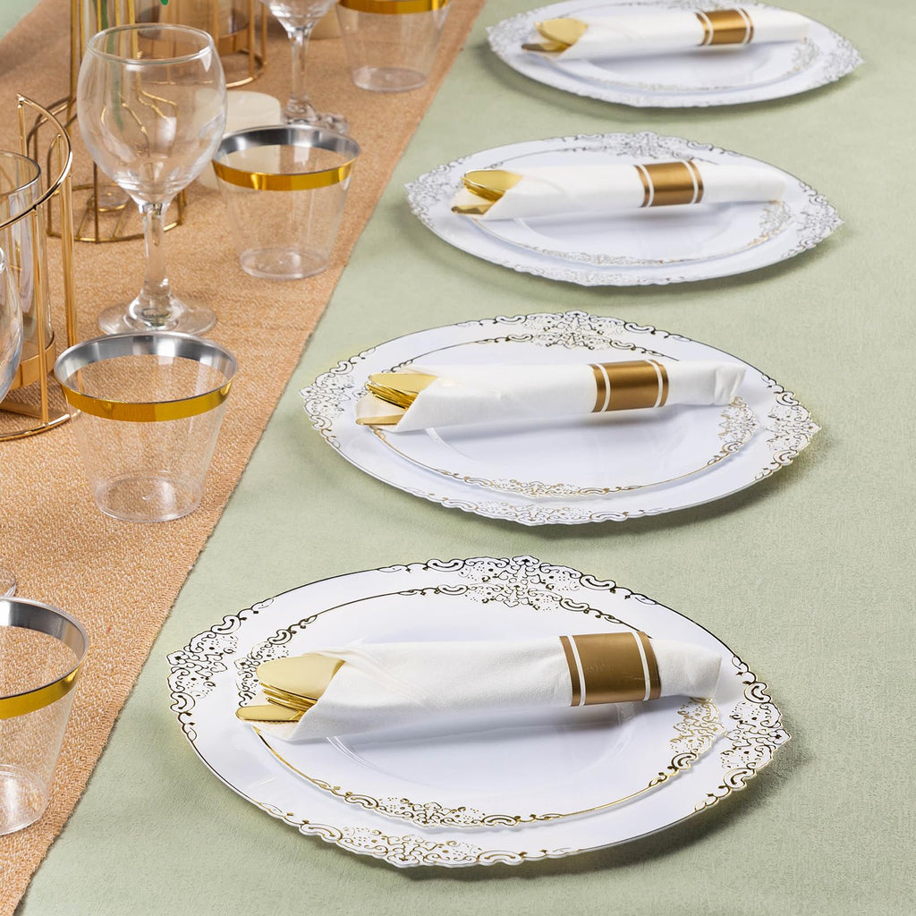 Bestluck Plastic Silverware with Pre Rolled Napkin