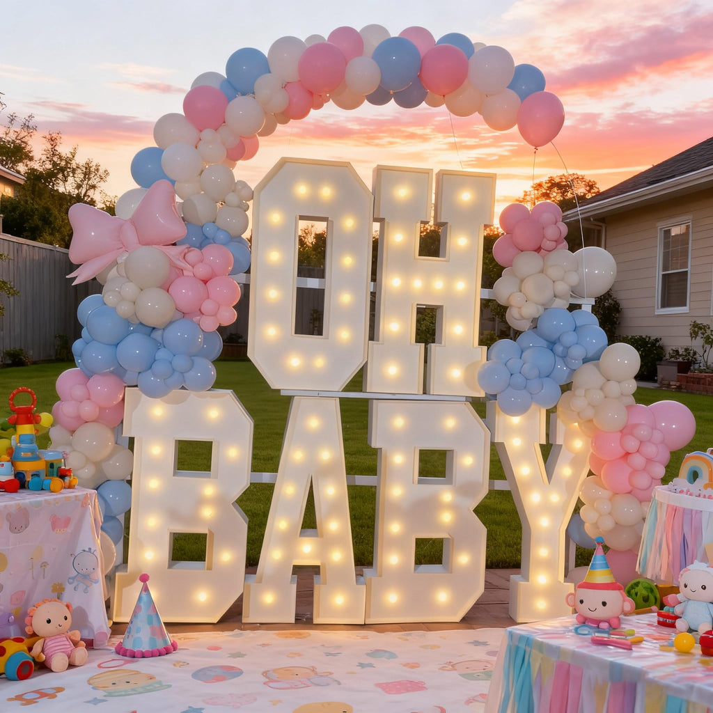 【OH Baby】 Letter 3FT/4FT, neon, Suitable for Birthday Parties, Baptism Day Commemorative Events, engagements, Wedding Parties, proposals, Event Decoration