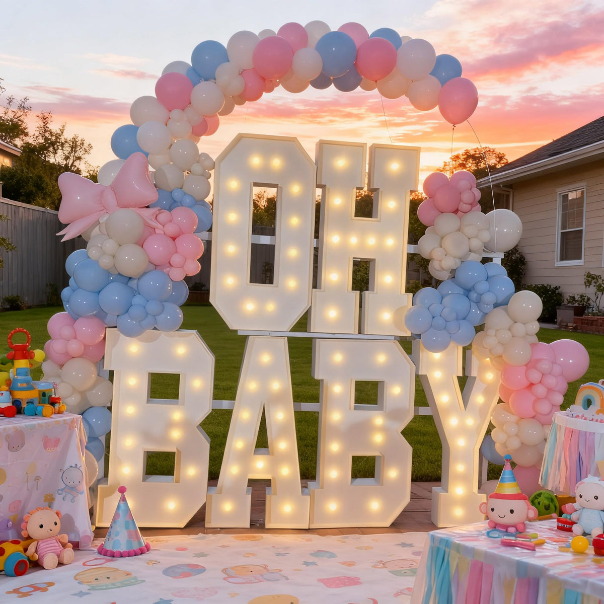【OH Baby】 Letter 3FT/4FT, neon, Suitable for Birthday Parties, Baptism Day Commemorative Events, engagements, Wedding Parties, proposals, Event Decoration
