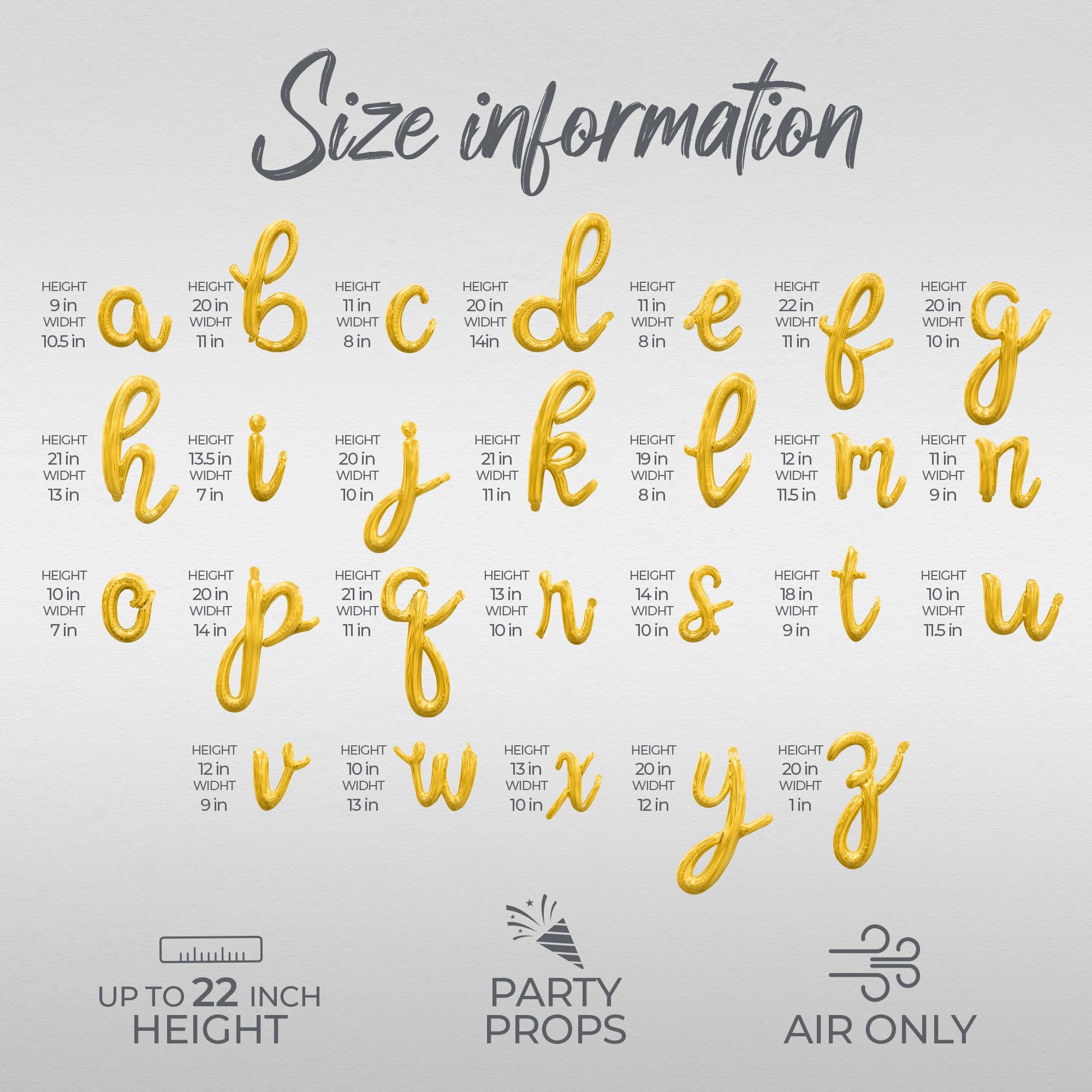 Cursive Script Letter Balloons - LEVEL 24 UNLOCKED 16" Inch Alphabet Letters Foil Mylar Balloon 24th Birthday Party Banner
