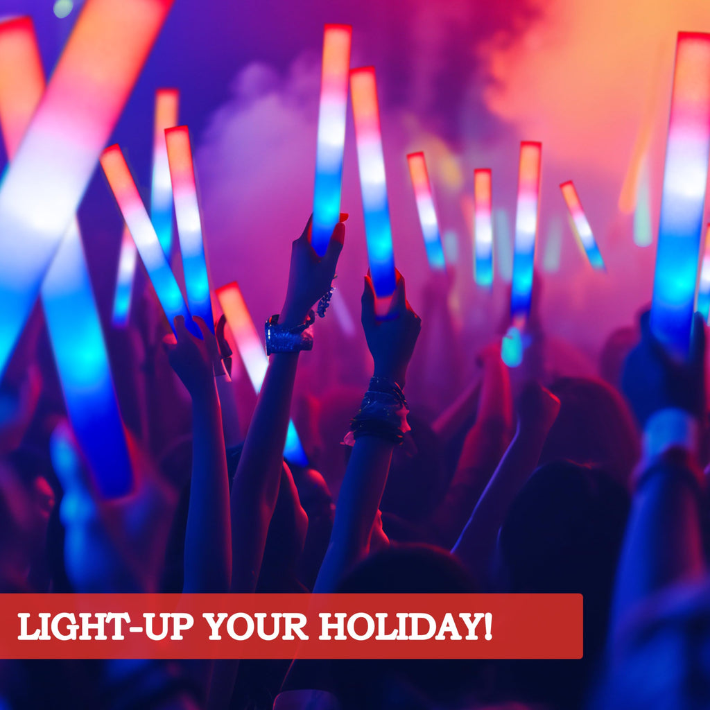 24-Piece 4th of July LED Foam Glow Sticks Party Favors