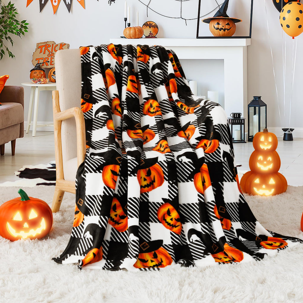 Buffalo Plaid Fleece Throw Blanket for Couch, Sofa & Bed
