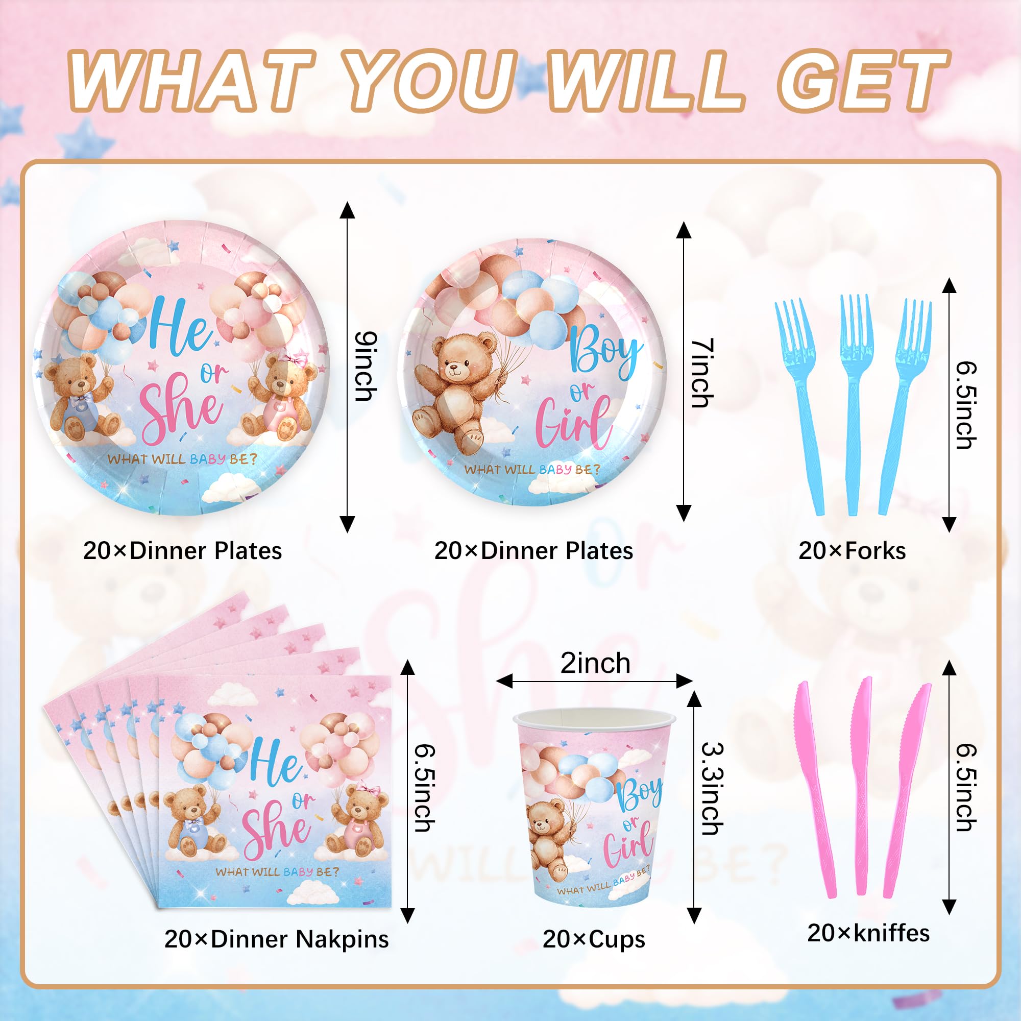 Gender Reveal Babyshower Party Tableware