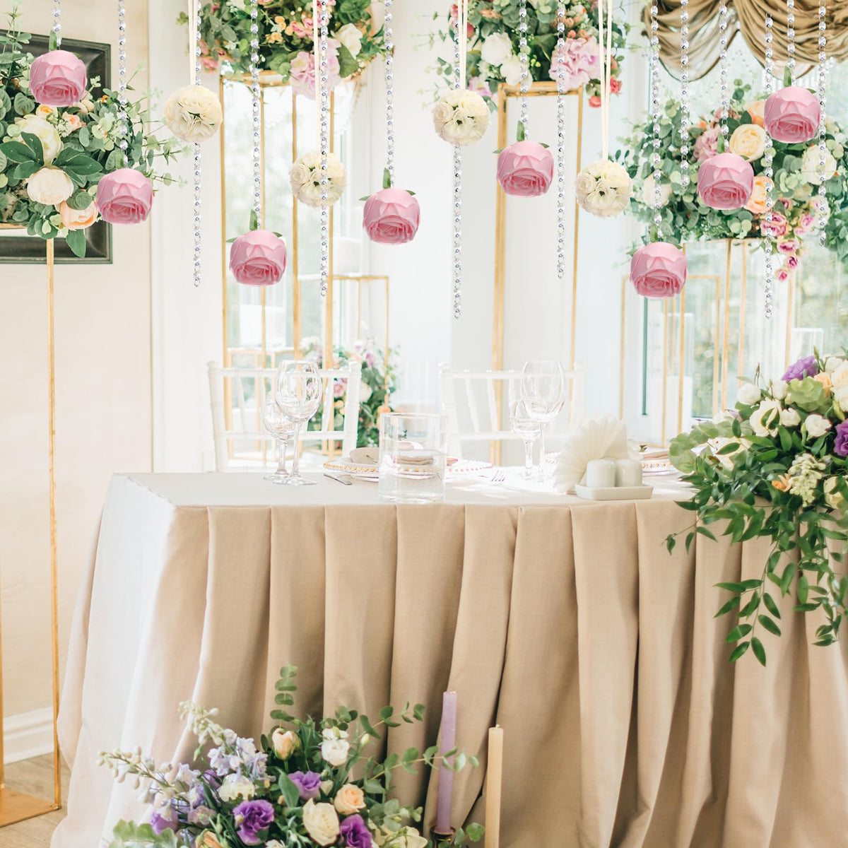 19 Pack Wedding Hanging Garland Acrylic Crystal Flower Kissing Ball Decor